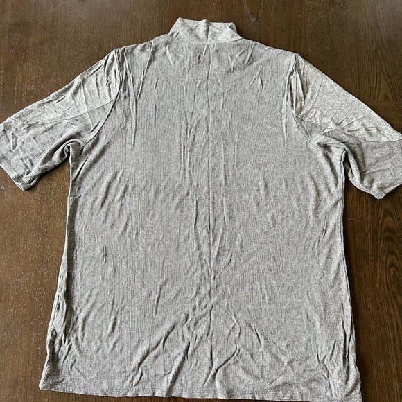 Laila Jayde Tunic Womens Size Medium Mock Neck Pull On Gray Short Sleeve Ribbed - Picture 2 of 8